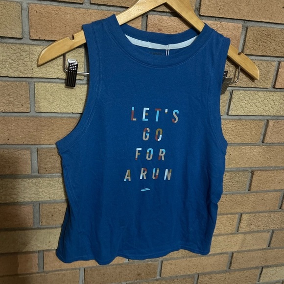 NWT Brooks Distance Running Graphic Sleeveless Tank Top Blue Ash Size XS - Picture 2 of 7